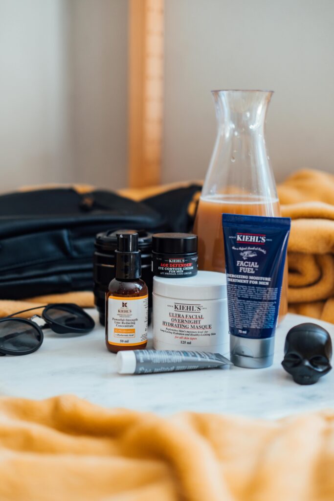 Eco-friendly skincare product display on a bathroom counter